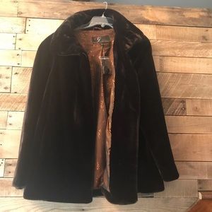 Faux Fur Coat , Dark Chocolate Color. NEW